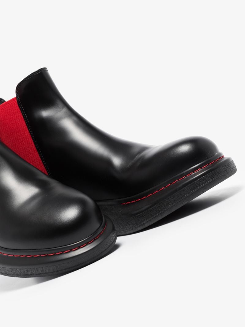 Black and Red Hybrid Chelsea Boots