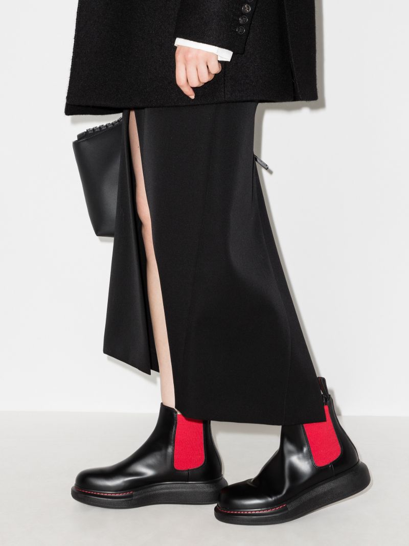 Black and Red Hybrid Chelsea Boots
