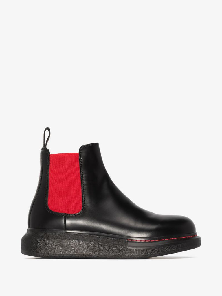 Black and Red Hybrid Chelsea Boots