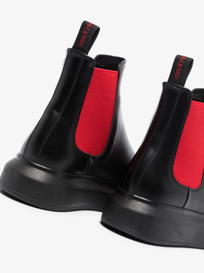 Black and Red Hybrid Chelsea Boots