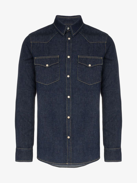 Embroidered Dark Wash Denim Shirt