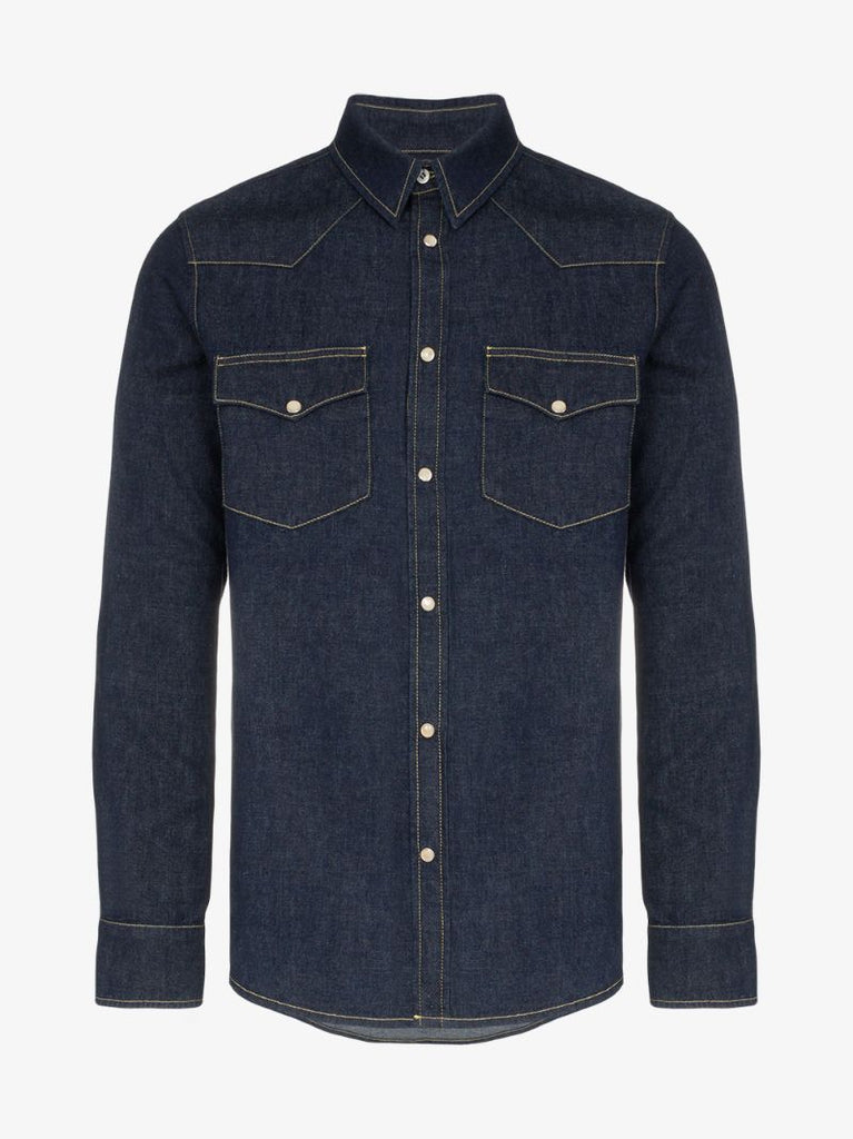 Embroidered Dark Wash Denim Shirt