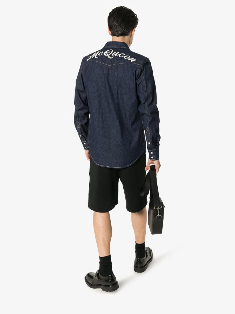 Embroidered Dark Wash Denim Shirt