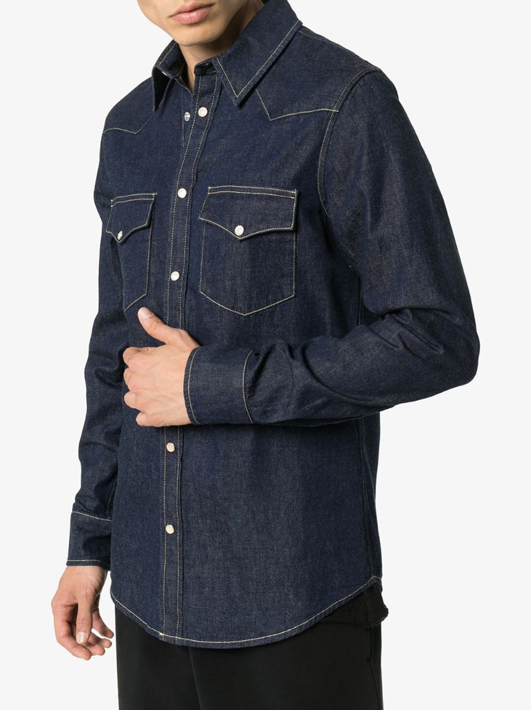 Embroidered Dark Wash Denim Shirt