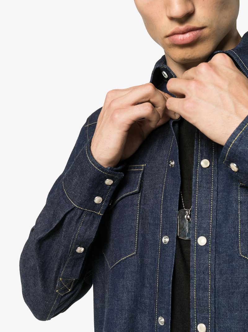 Embroidered Dark Wash Denim Shirt