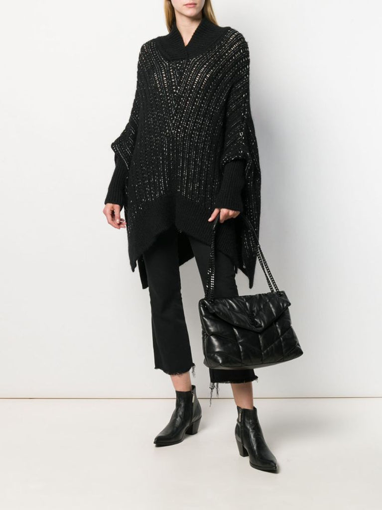 Black Puffer Medium Leather Shoulder Bag