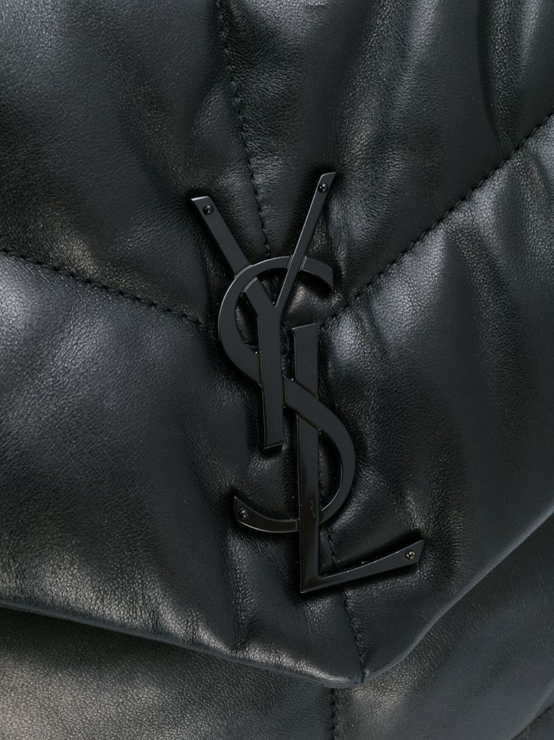 Black Puffer Medium Leather Shoulder Bag