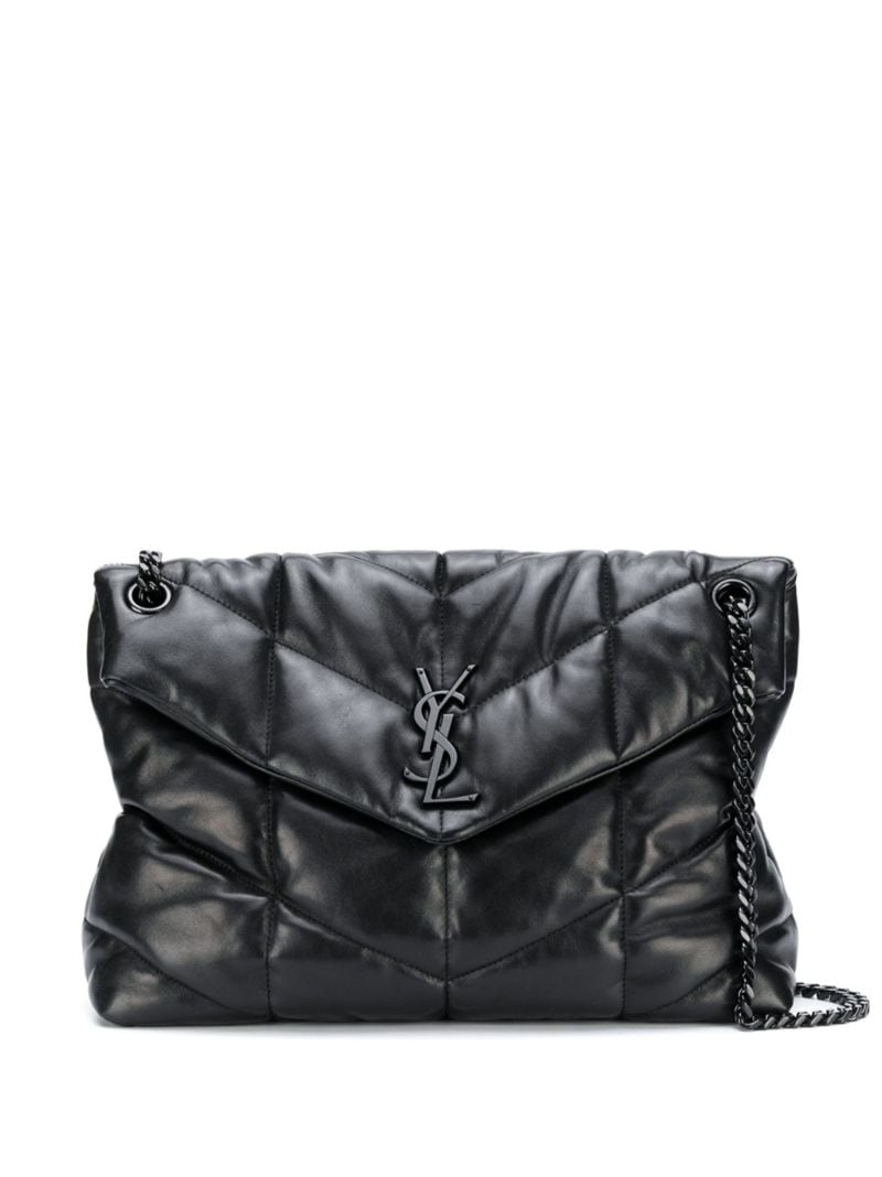 Black Puffer Medium Leather Shoulder Bag