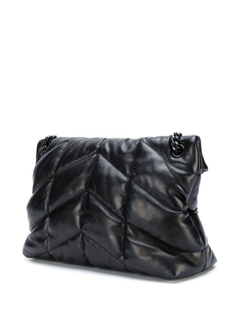 Black Puffer Medium Leather Shoulder Bag