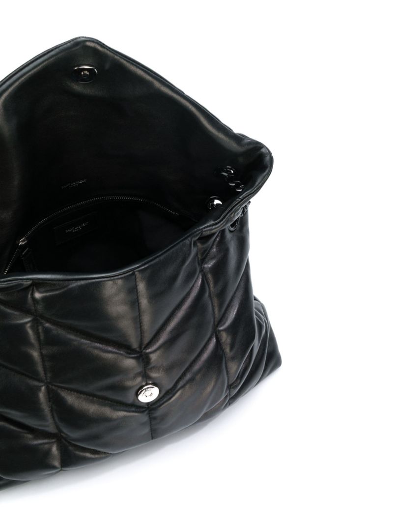Black Puffer Medium Leather Shoulder Bag