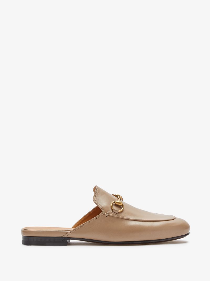 Beige Princetown Leather Slippers