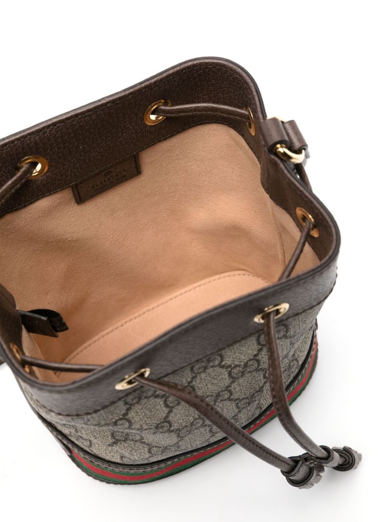 Neutral Ophidia Gg Leather Bucket Bag