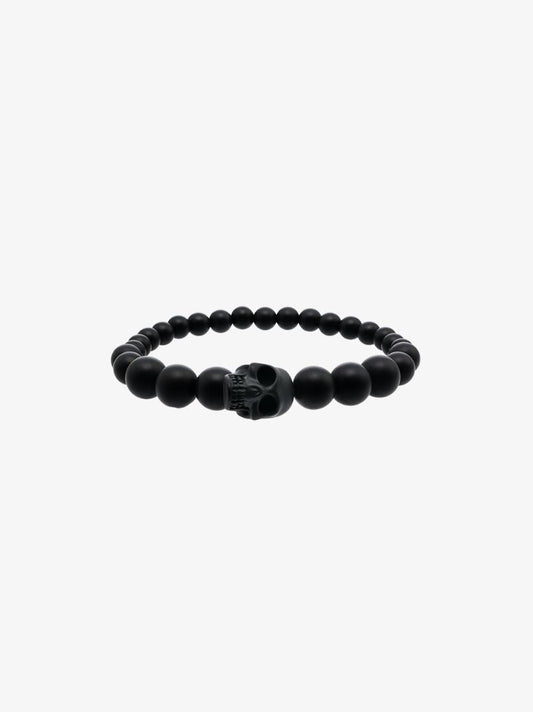 Black Beaded Skull Bracelet