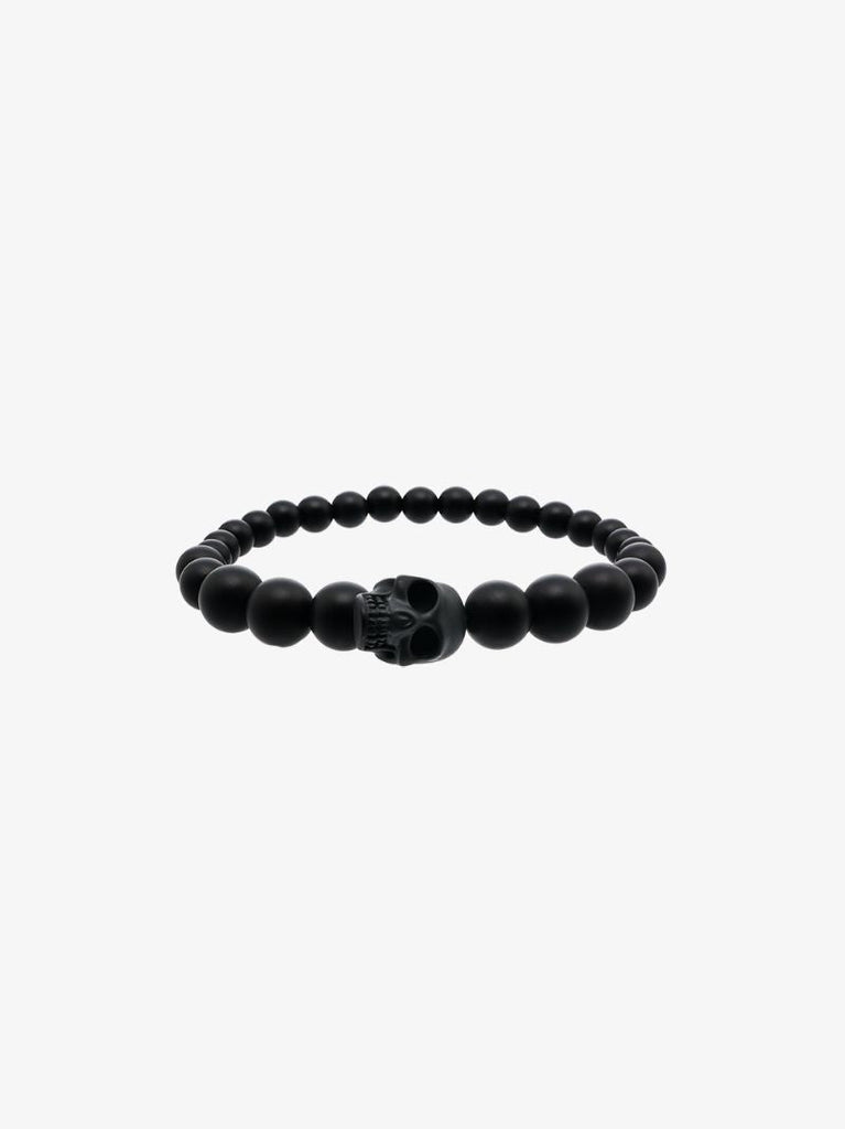 Black Beaded Skull Bracelet