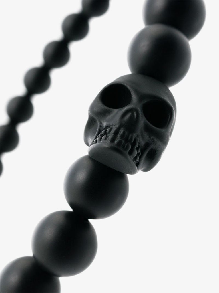 Black Beaded Skull Bracelet