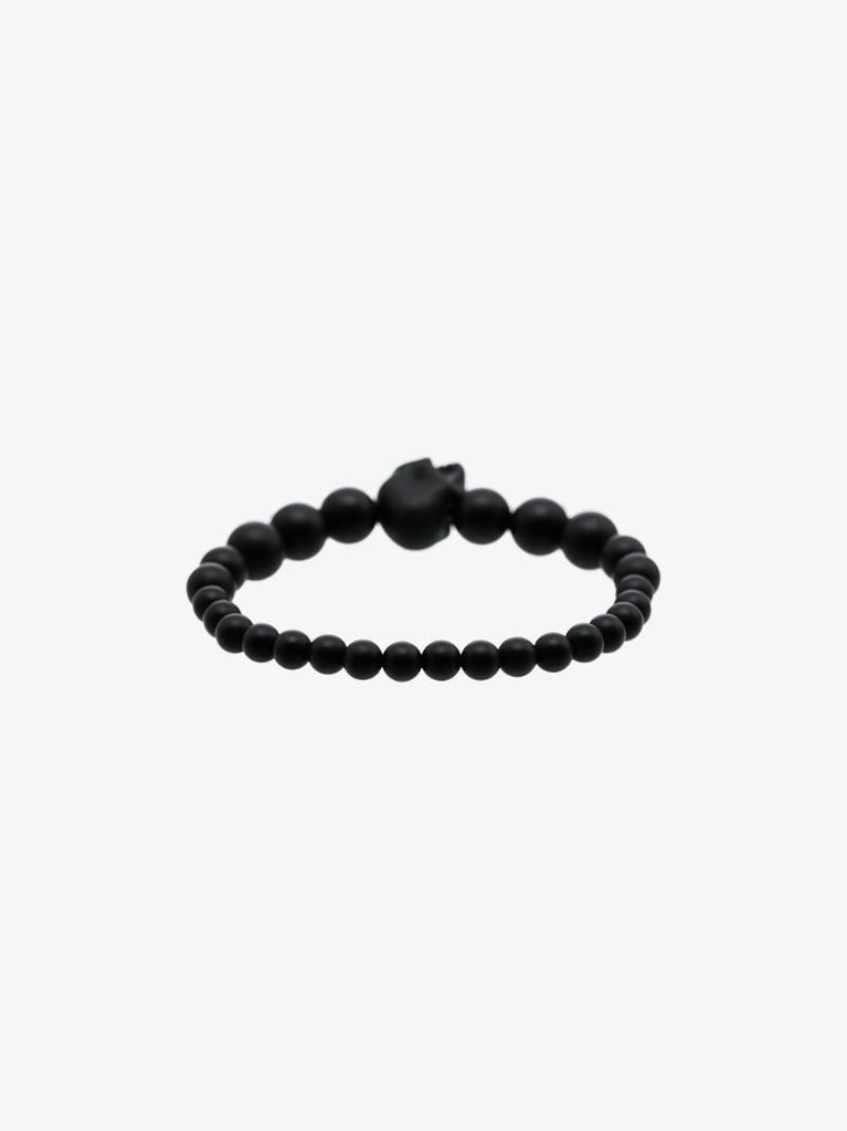 Black Beaded Skull Bracelet