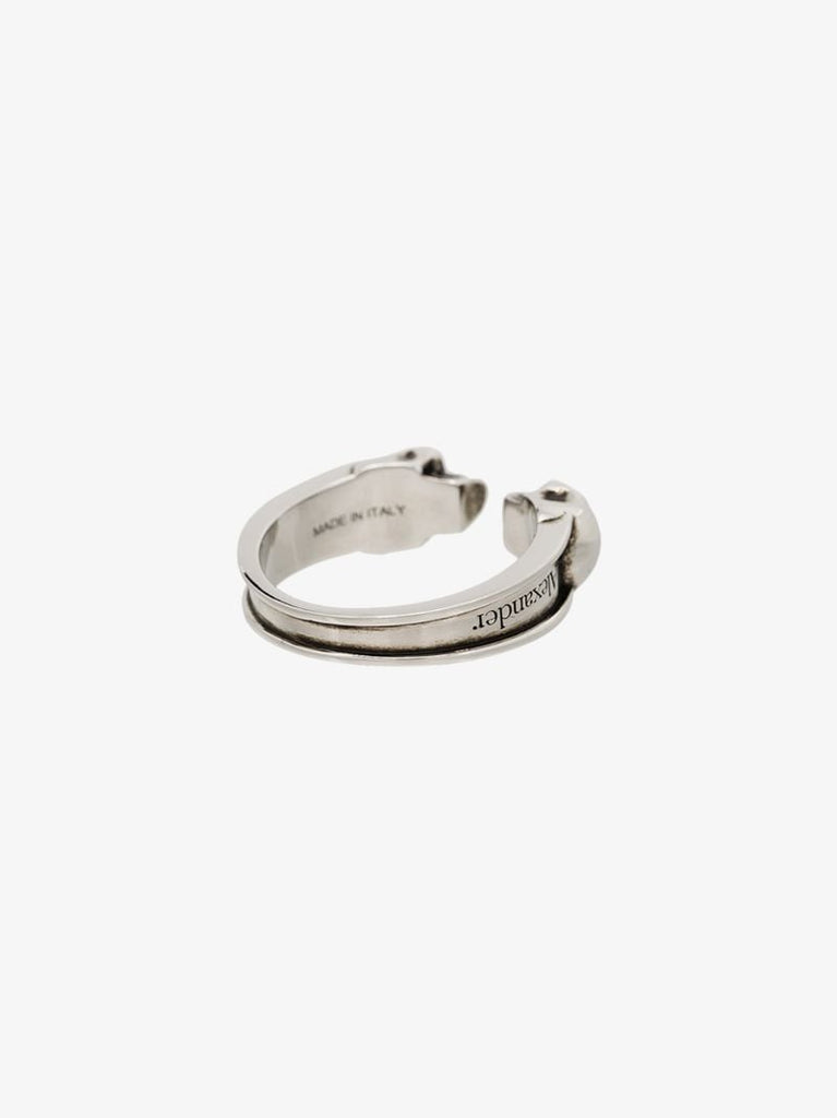 Silver-plated Twin Skull Ring
