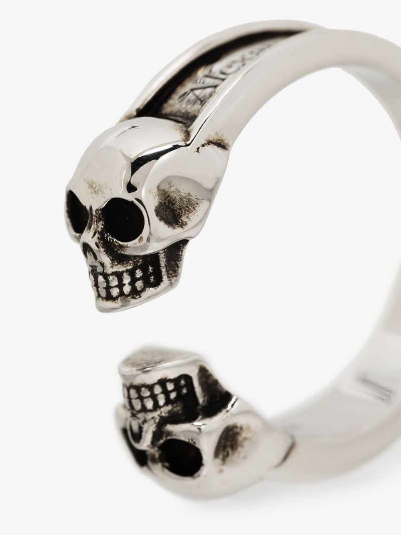 Silver-plated Twin Skull Ring