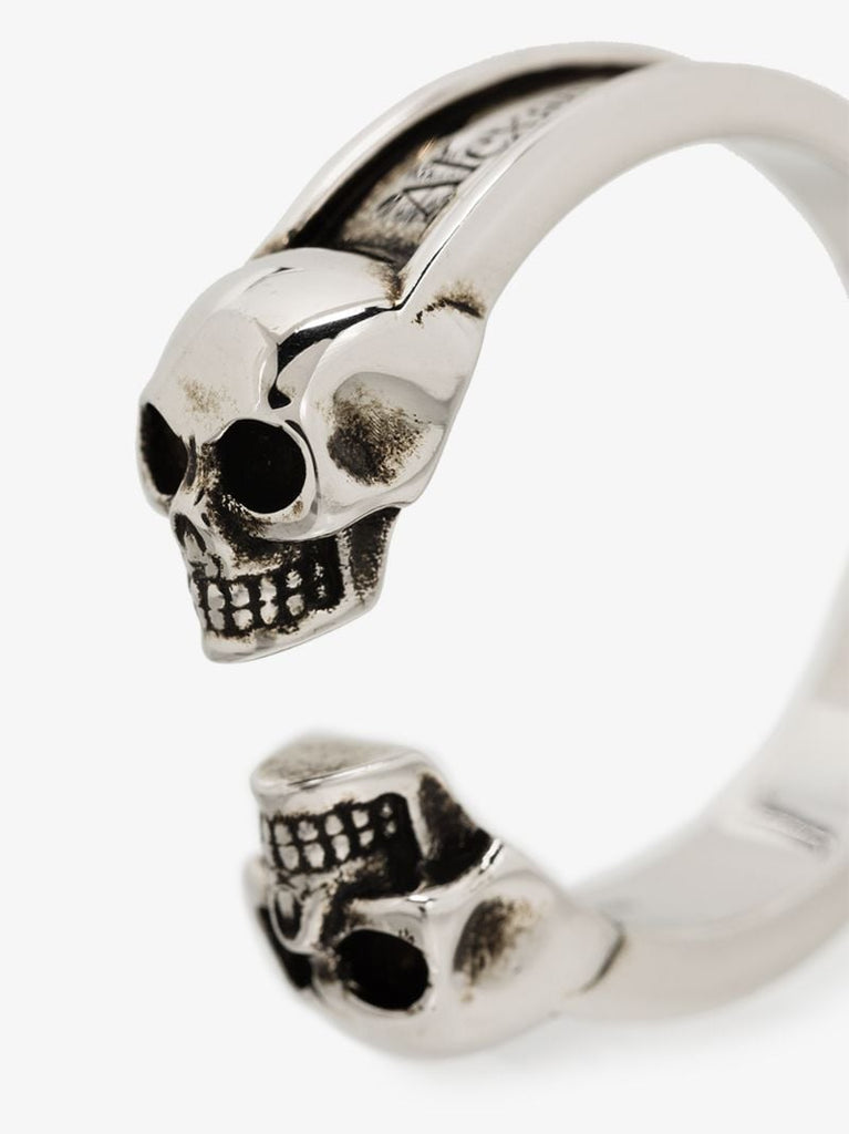Silver-plated Twin Skull Ring