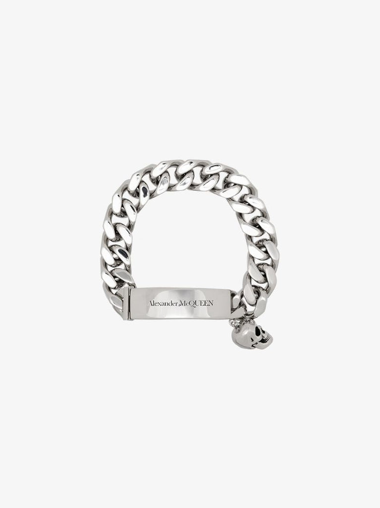 Silver Tone Skull Chain Bracelet