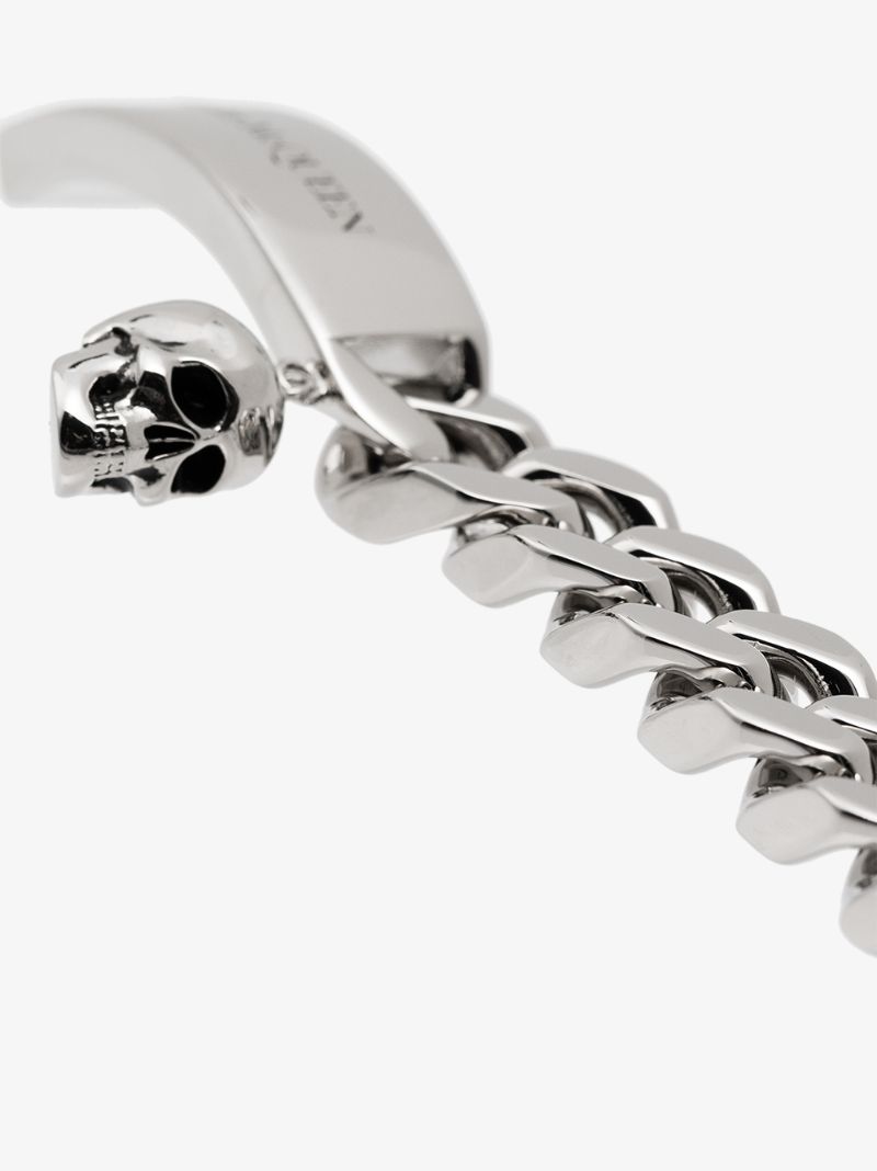 Silver Tone Skull Chain Bracelet