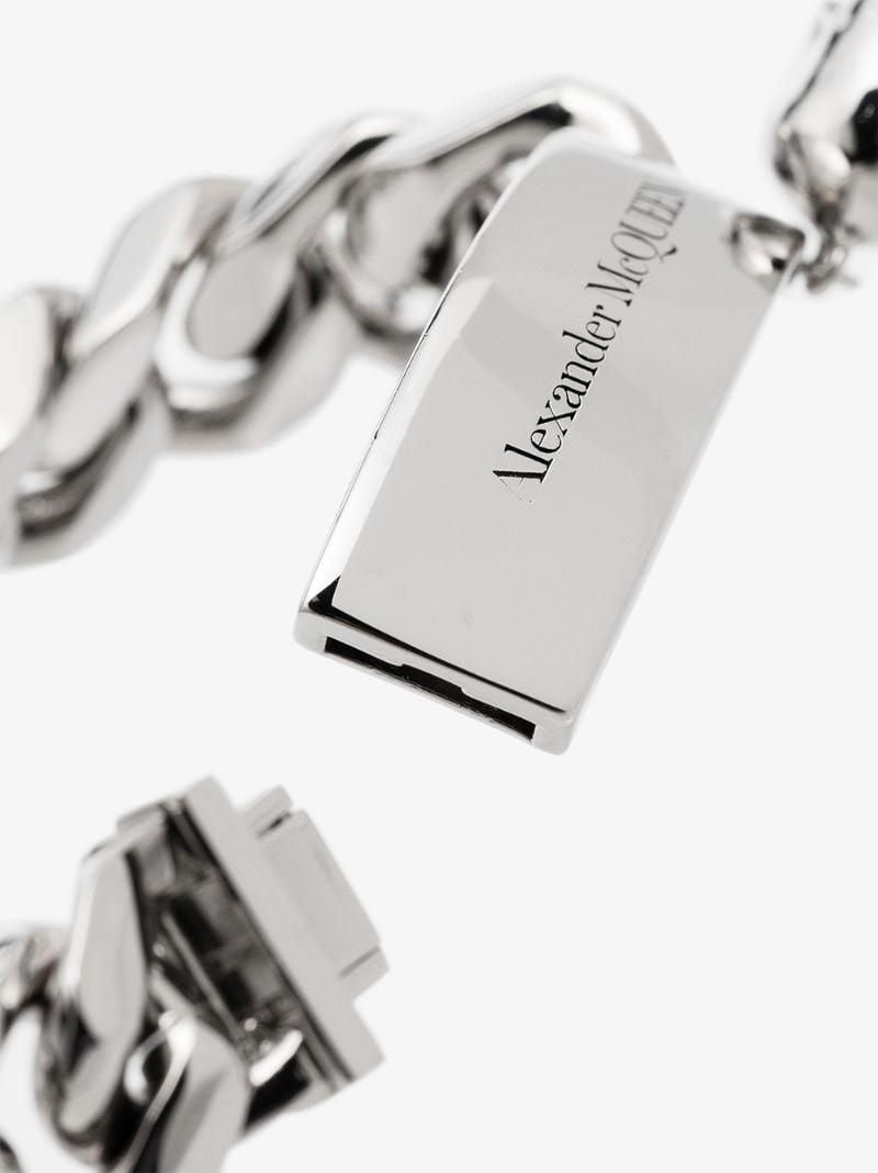 Silver Tone Skull Chain Bracelet