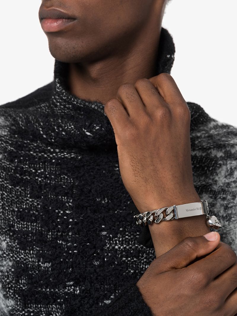 Silver Tone Skull Chain Bracelet