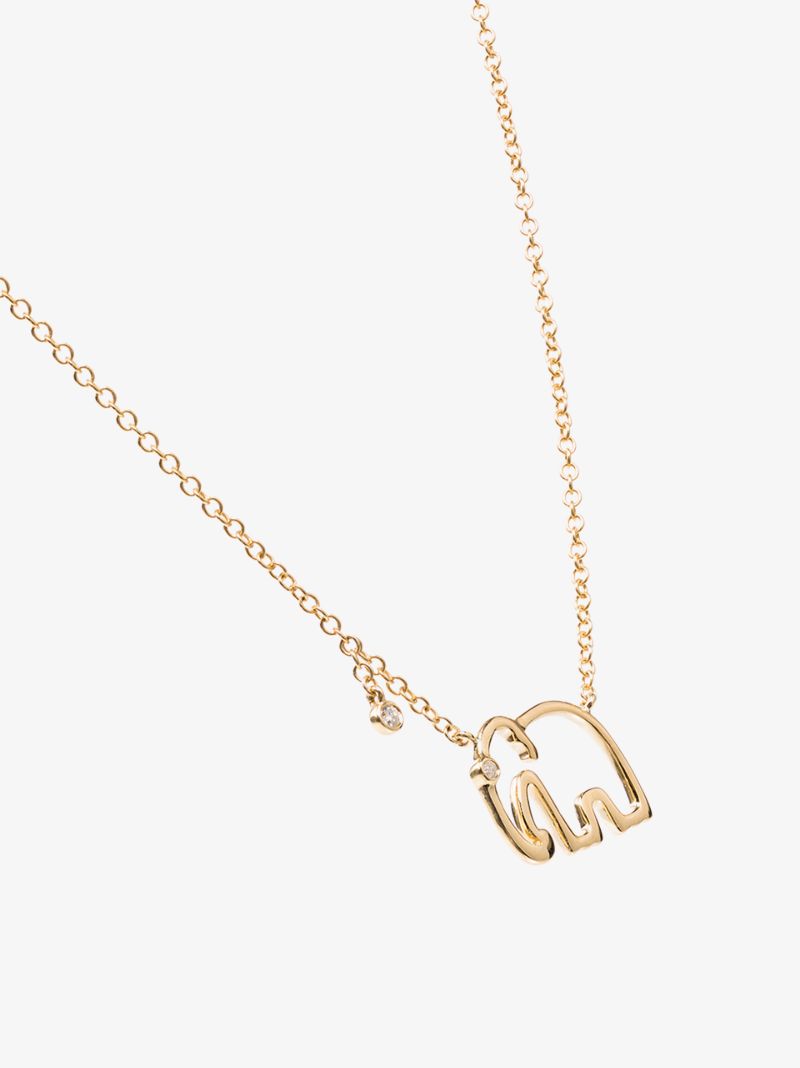 18k Yellow Gold Elephant Necklace