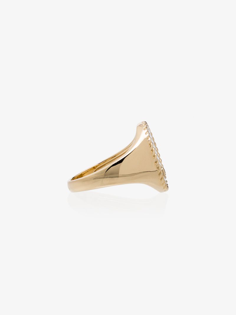 9k Yellow Gold Pearl Diamond Signet Ring