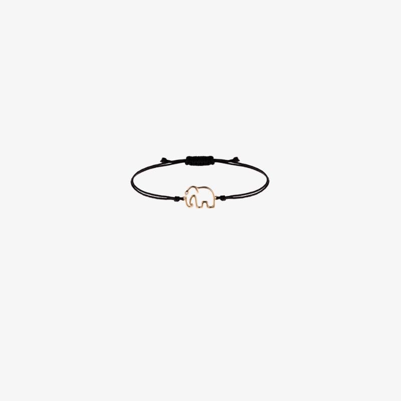 9k Yellow Gold and Black Elephant Bracelet