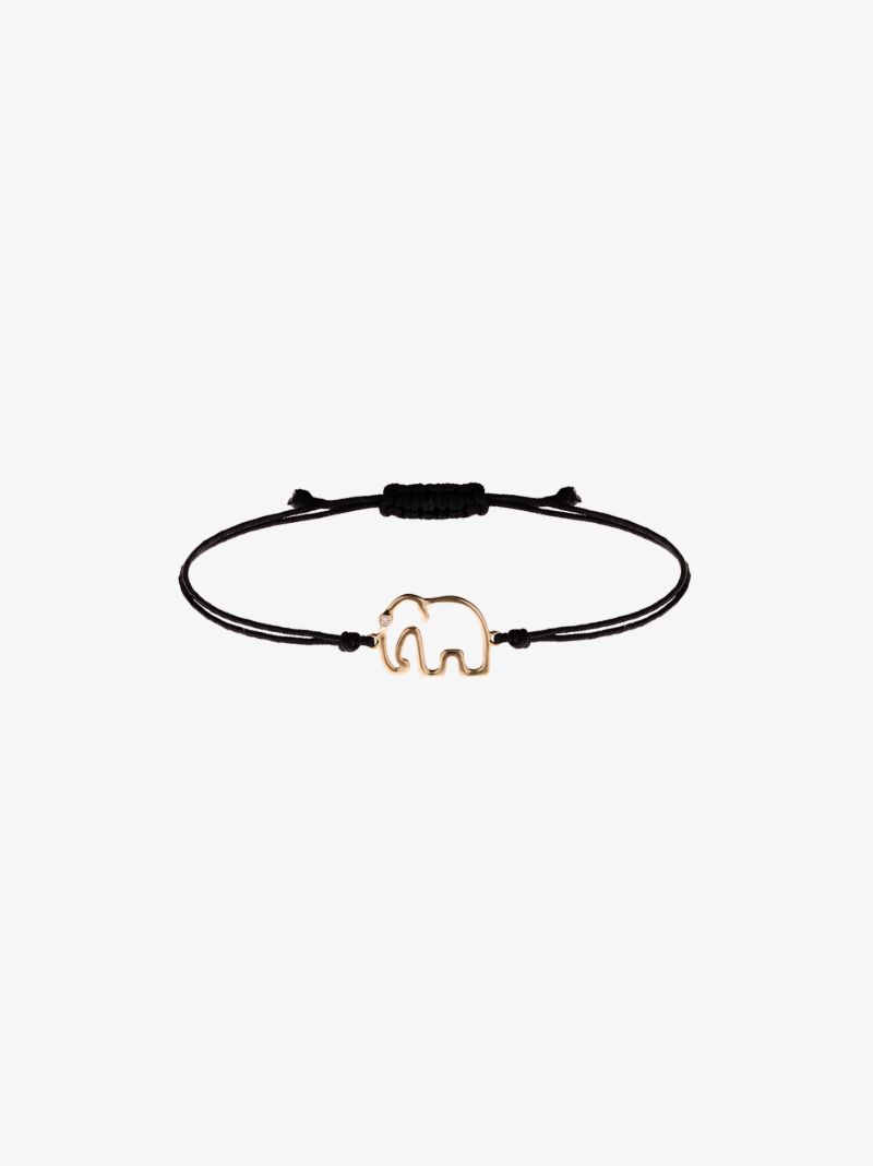 9k Yellow Gold and Black Elephant Bracelet