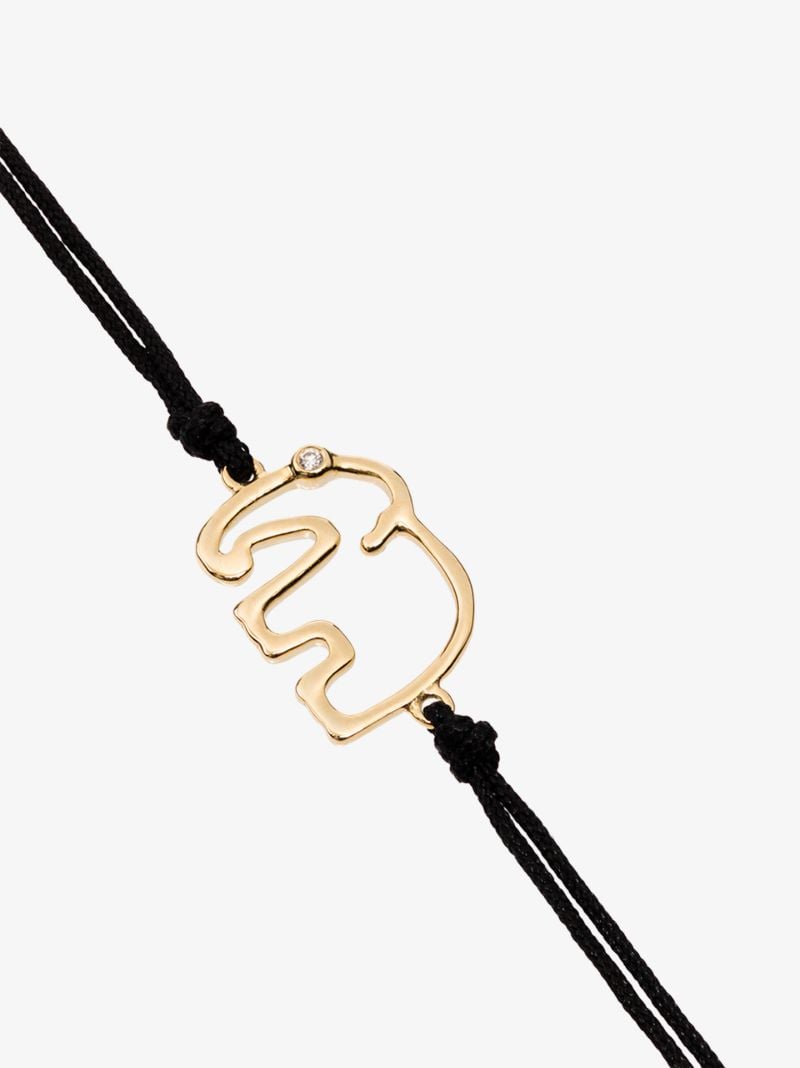 9k Yellow Gold and Black Elephant Bracelet