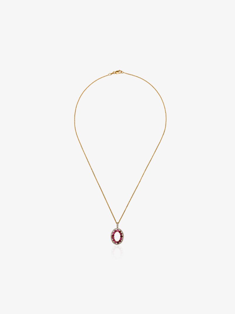 14k Yellow Gold Pink Halo Pendant Necklace
