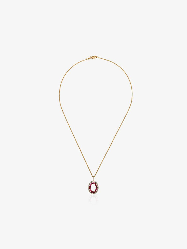 14k Yellow Gold Pink Halo Pendant Necklace
