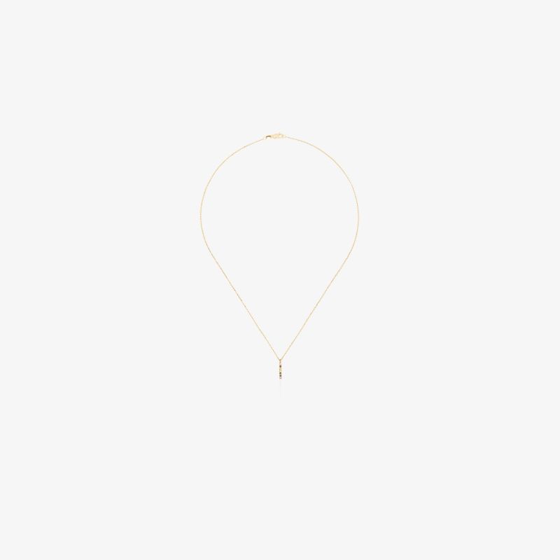 14k Yellow Gold Rainbow Sapphire Diamond Necklace