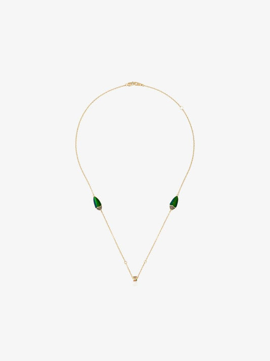18k Yellow Gold Scarab Wings Diamond Sapphire Necklace