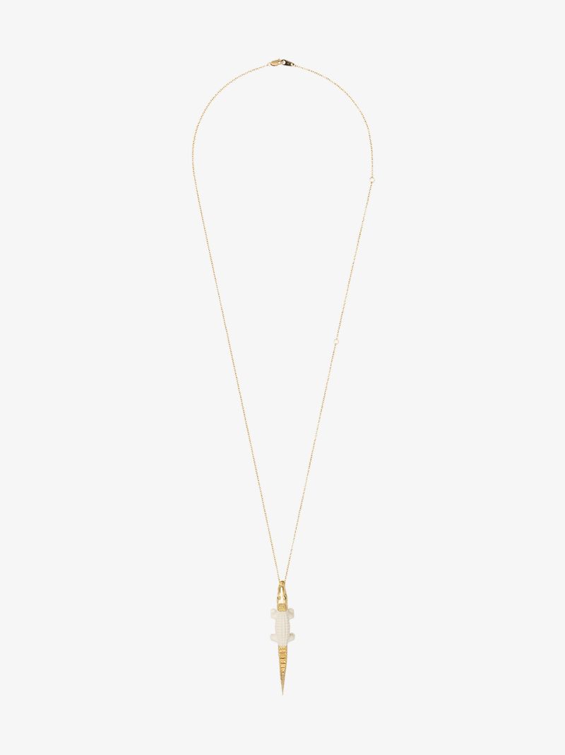 18k Yellow Gold Aligator Bite Tsavorite Necklace