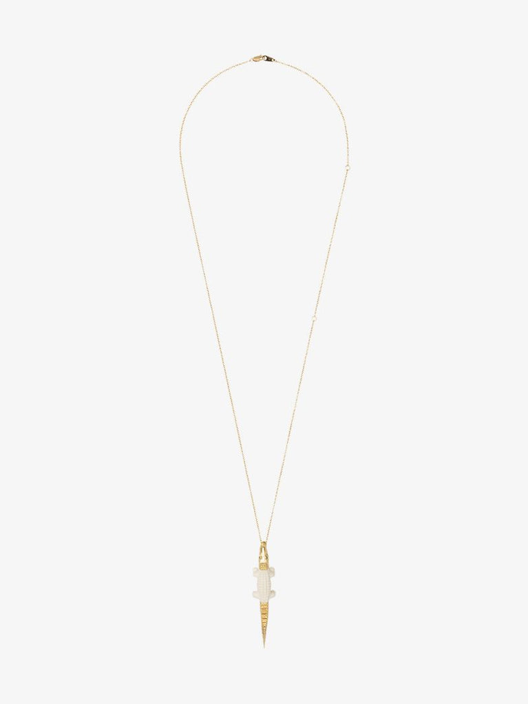 18k Yellow Gold Aligator Bite Tsavorite Necklace
