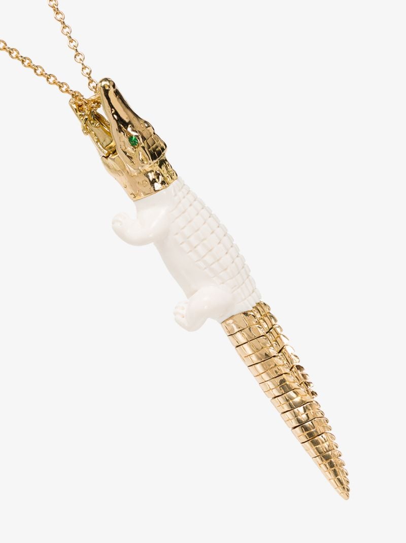 18k Yellow Gold Aligator Bite Tsavorite Necklace