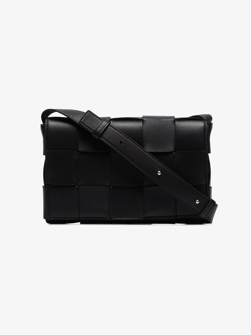 Black Maxi Intreccio Shoulder Bag