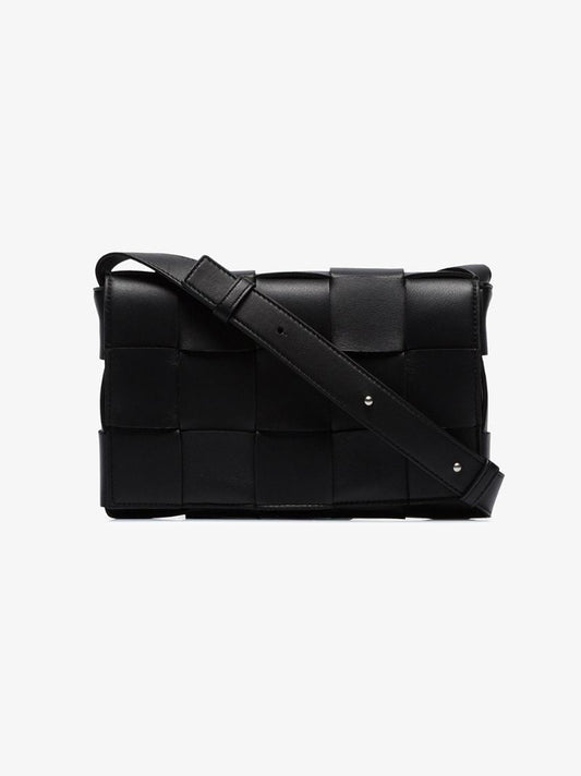 Black Maxi Intreccio Shoulder Bag