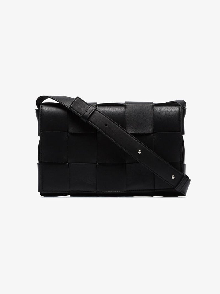 Black Maxi Intreccio Shoulder Bag