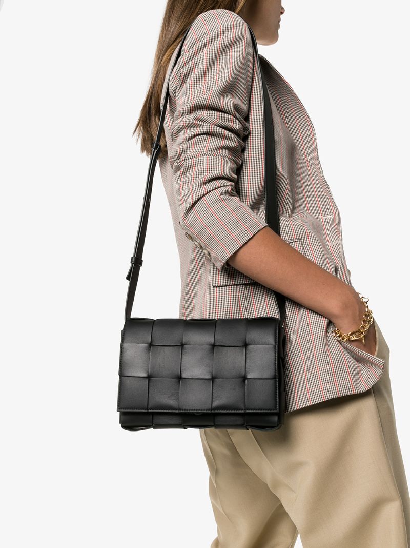 Black Maxi Intreccio Shoulder Bag