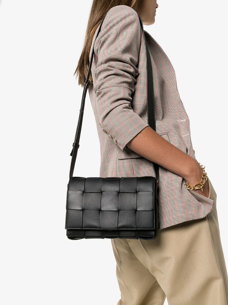Black Maxi Intreccio Shoulder Bag