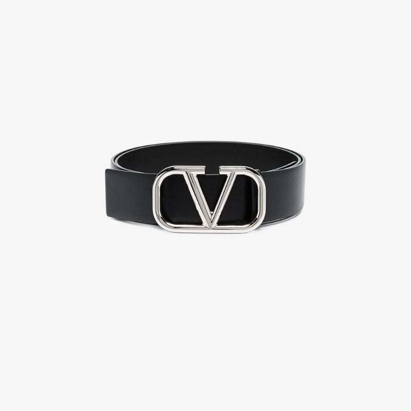Black Go Logo Buckle Leather Belt