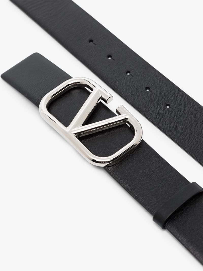 Black Go Logo Buckle Leather Belt
