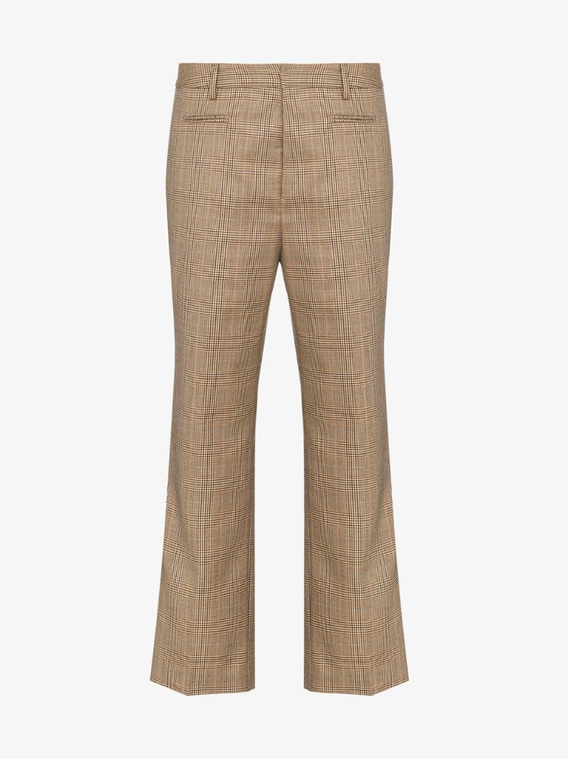 Checked Leopard Print Side Stripe Trousers