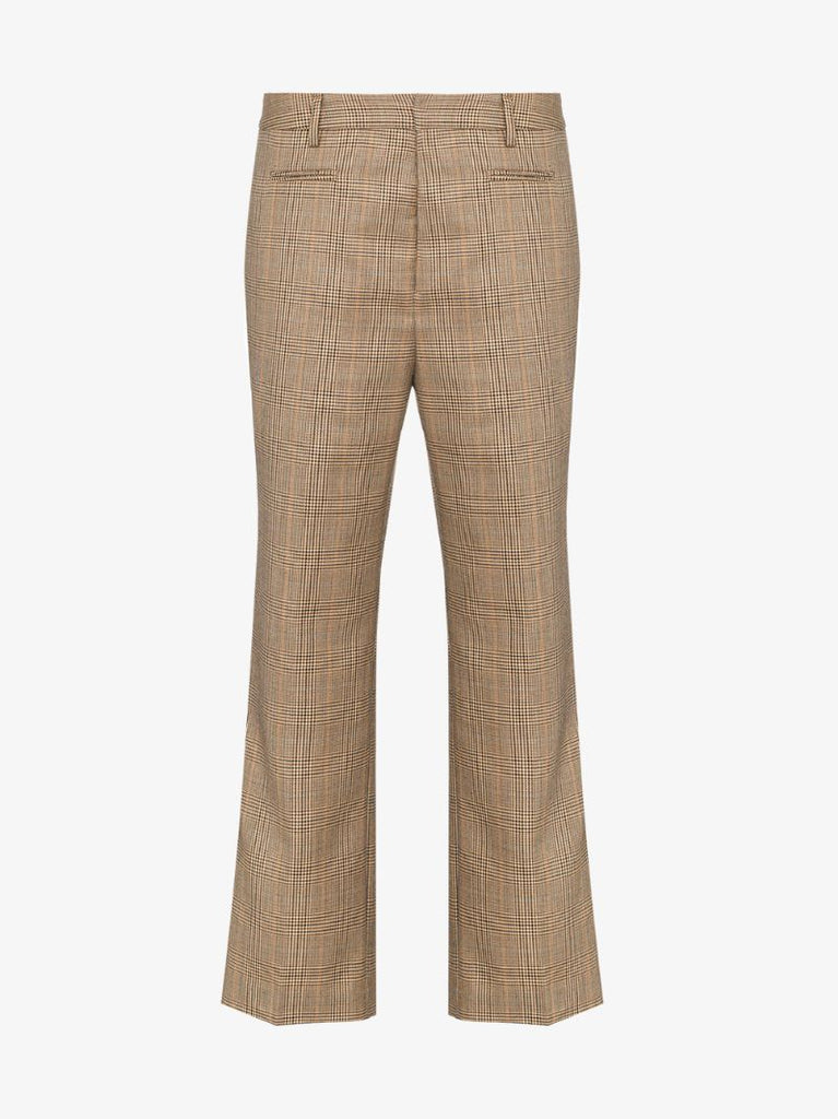 Checked Leopard Print Side Stripe Trousers