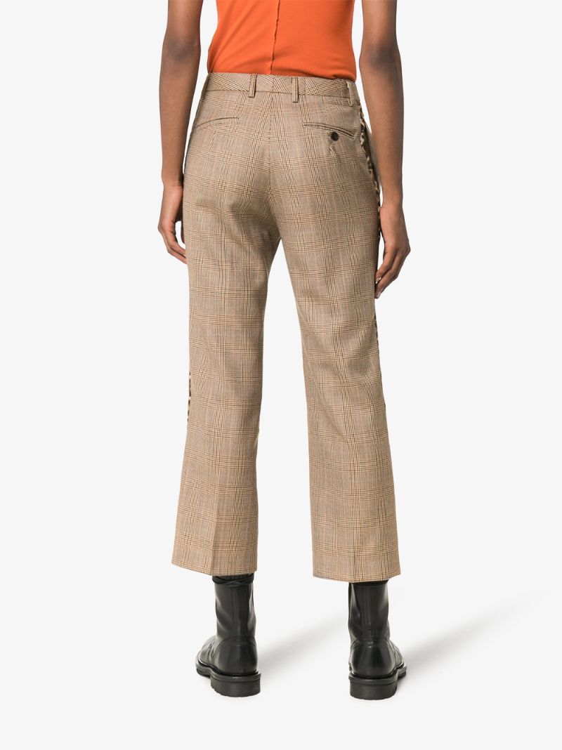 Checked Leopard Print Side Stripe Trousers