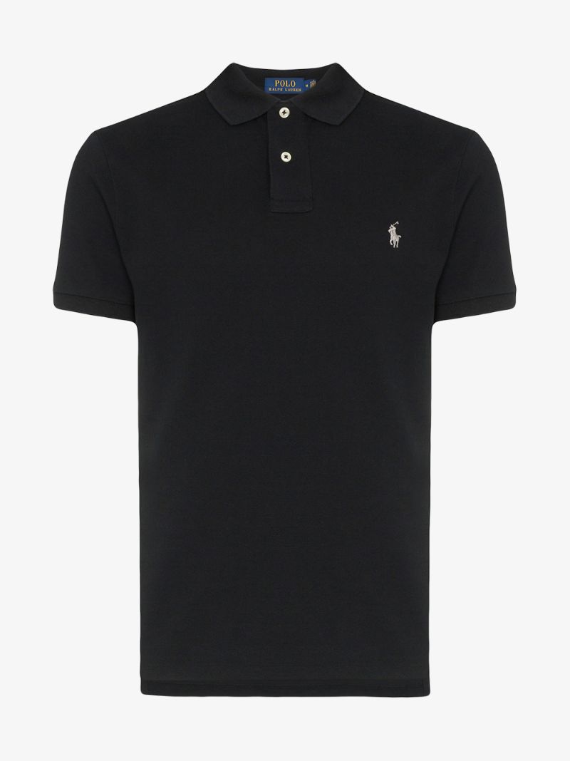 Black Embroidered Logo Polo Shirt